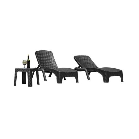 RAINBOW OUTDOOR Roma 3-Piece Chaise Lounger Set-Anthracite RBO-ROMA-ANT-3CL